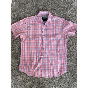 Robert Graham Large Pink Martini Short Sleeve Shirt Button Down